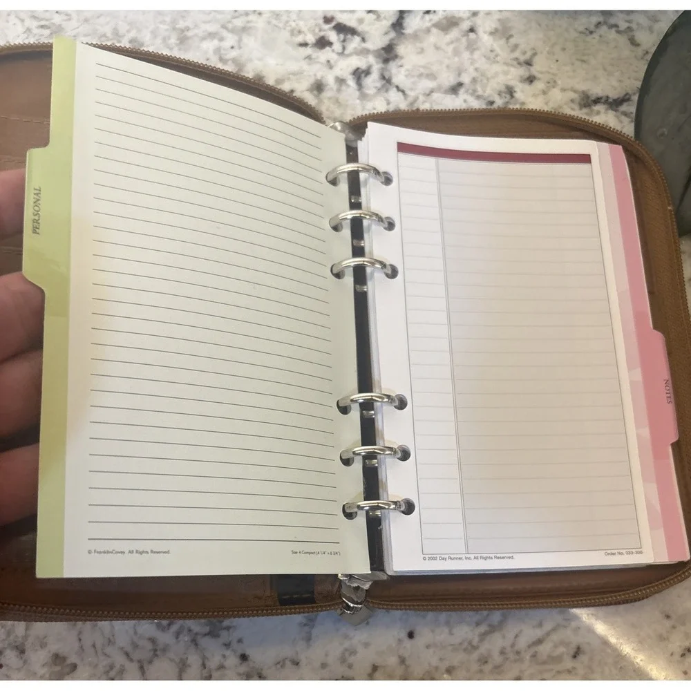 Franklin‎ Covey? Compact Brown Leather Planner Organizer Wallet Binder READ